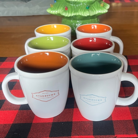 Starbucks Other - Starbucks White Mugs with Colorful Interiors